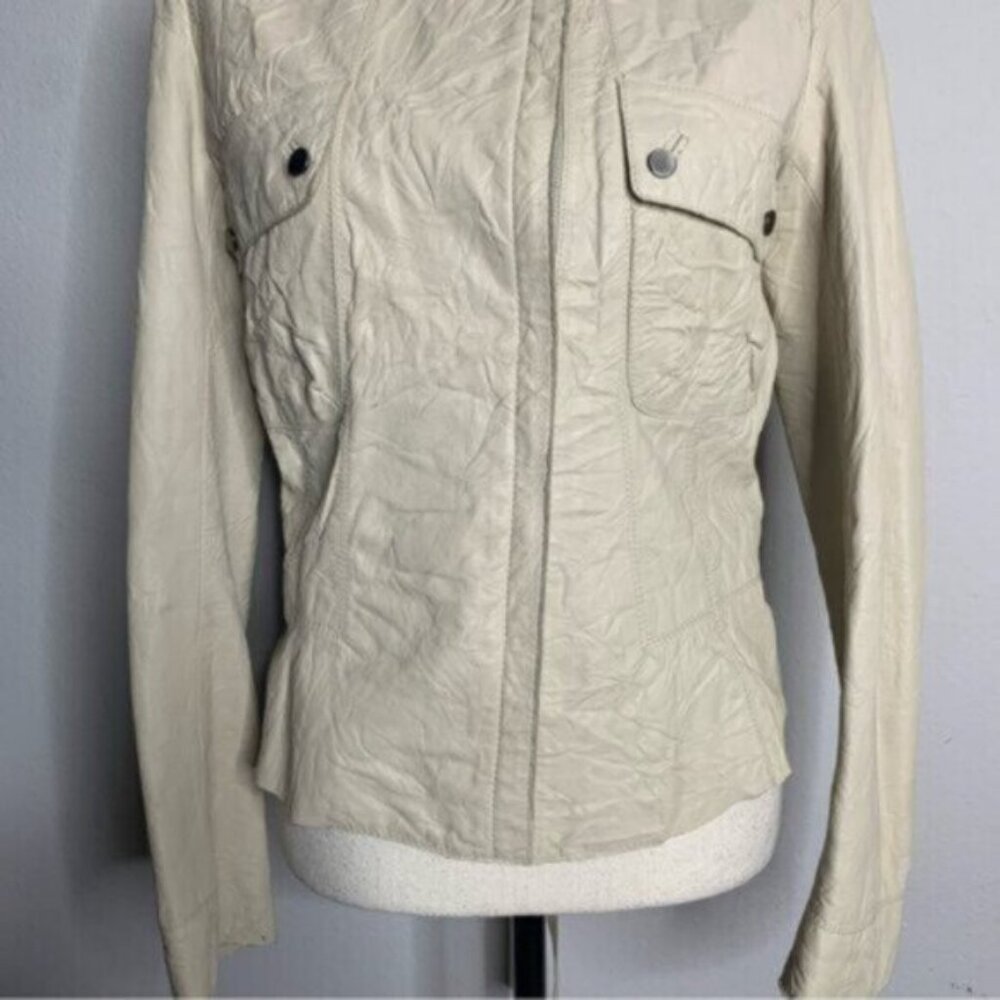 Time Postmodern Cream Leather Jacket - image 4
